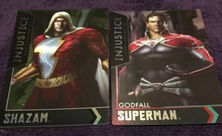 Injustice Cards Arcade Game Series 1 Dave & Busters Shazam Superman Godfall Foil