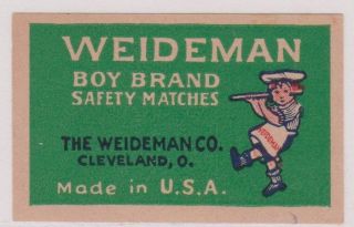 Old Matchbox Label Usa,  Weideman Boy Brand