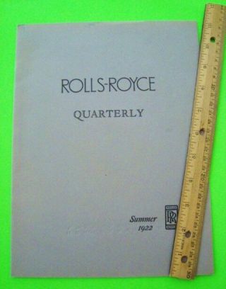 1922 Rolls Royce Quarterly R - R Of America Publication 1971 Rroc Reprint Xlnt,