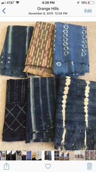 Vintage African Indigo Mud Cloth Throw/Fabric 2