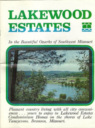 Brochure For Lakewood Estates Lake Taneycomo Branson Missouri Ozarks
