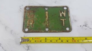 Vintage License Plate Bicycle Motorcycle Tractor Moped Green Rusty 6 Holes
