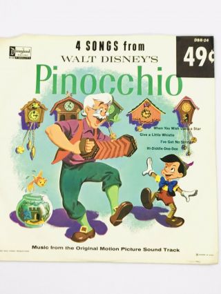 Disneyland Record Label - Dbr - 24 Green Label 45 Rpm - Pinocchio - 1961 - Rare