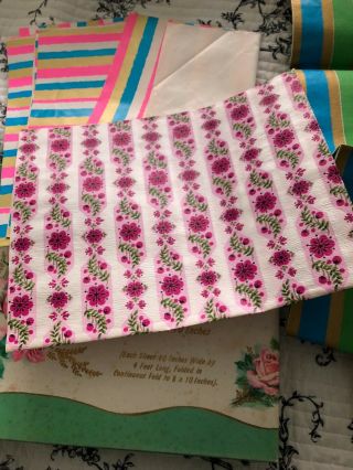 Vintage Artcrest Fold A Roll All Occasion Gift Wrap Paper stripe floral 1960s 5