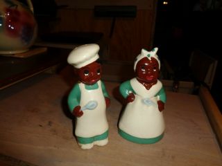 Ceramic Black Americana Aunt Jemima & Uncle Mose Salt & Pepper Shakers Nr