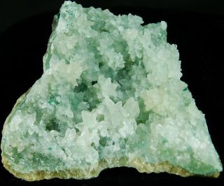 A Cluster Of Calcite Crystals On A Light Green Chrysocolla From Peru 61.  8gr
