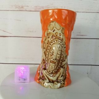 Disney Trader Sams Enchanted Tiki Bar Krakatoa Mug 2nd Edition Orange Lava &cube