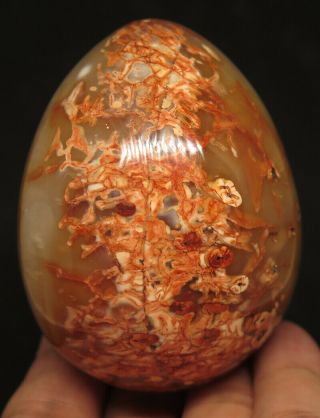 70mm 9.  7oz Red Carnelian Agate Quartz Geode Crystal Egg