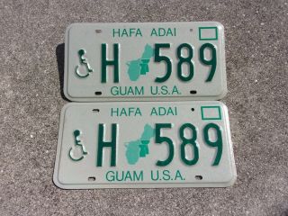 Guam Usa Handicapped License Plate Pair H 589