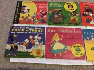 10 Little Golden Records (1940’s & 1950’s) - Walt Disney: Cinderella,  Pinocchio,