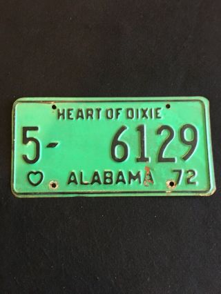 1972 Alabama Licenses Plate 5 - 6129