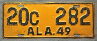 Alabama.  1949.  License Plate.