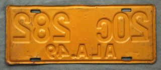 Alabama.  1949.  License Plate. 2