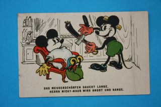 Vintage Old Early Disney Mickey Mouse Barber Postcard Hagelberg Whb Germany 1930