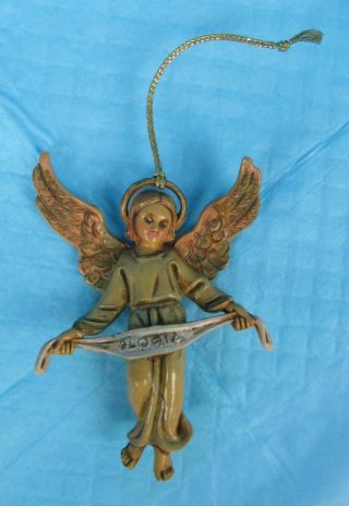 Vintage Angel Christmas Ornament Hard Plastic " Glory " Italy 100/9 3 3/8 " Tall