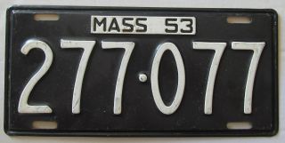 Massachusetts 1953 Single Plate Year License Plate Quality 277 - 077