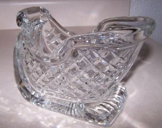 Crystal Glass Christmas Sleigh Sled Candy Dish 24 Lead International Silver Co.