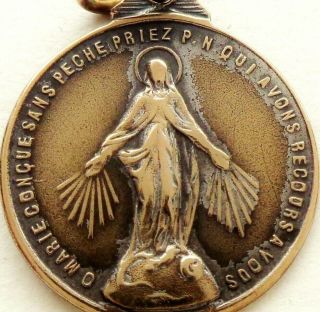 Miraculous Virgin Mary & Saint Anthony Of Padua - Rare Antique Medal Pendant