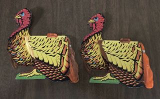 2 Vintage Beistle 3d Thanksgiving Turkey Honeycomb Centerpiece Decoration - 7 "
