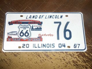 Vintage Illinois Route 66 Embossed Metal License Plate 2004