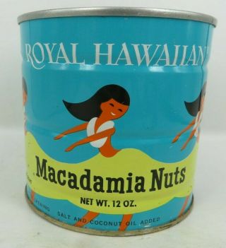 Royal Hawaiian Macadamia Nuts Vintage Tin Honolulu Hawaii Hula Dancers 12oz