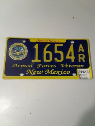 Mexico Desert Storm Armed Forces Veteran License Plate 1654 Ar