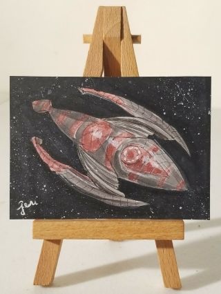 Aceo Sketch Card By Geri Centonze - Farscape - The Talyn - Spaceship
