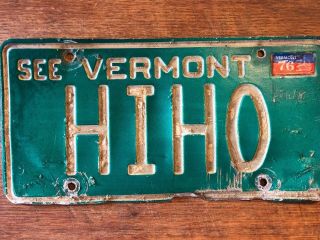 1976 76 Vermont Vt Vanity License Plate “hiho” As Found