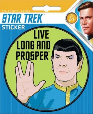 Star Trek Classic Spock Live Long And Prosper Peel Off Sticker Decal
