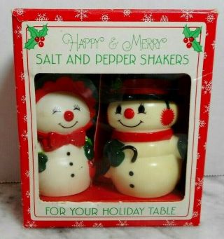 Vintage Hallmark Happy & Merry Christmas Salt & Pepper Shakers