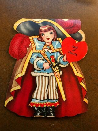 Vintage Valentine Card 1950s Single Fold Jack Of Hearts A - Meri - Card