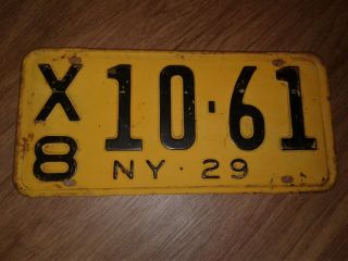 1929 York License Plate - Auto Tag - Car Tag X 10 - 61 Old,  Antique