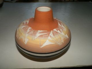 Authentic Navajo Native American Pottery Vase Signed Silas