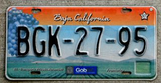 2010 Baja California Mexico License Plate - Grape Fields With Distant Mountains