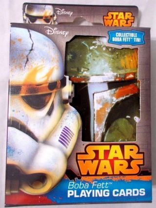 Star Wars Playing Cards Deck In Collectible Tin Box Holder Disney Boba Fett