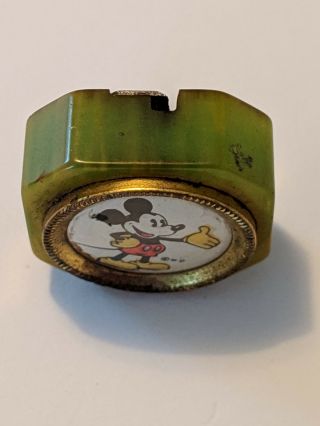 Vintage 1930 ' s Walt Disney Bakelite pencil sharpener Mickey Mouse green marble 2