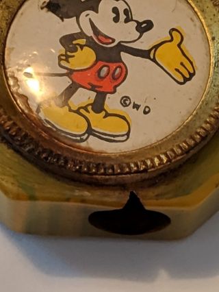 Vintage 1930 ' s Walt Disney Bakelite pencil sharpener Mickey Mouse green marble 4