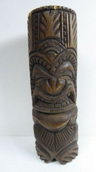 Vintage Hawaiian Tiki Wooden Hand Carved Totem Statue Tiki Bar