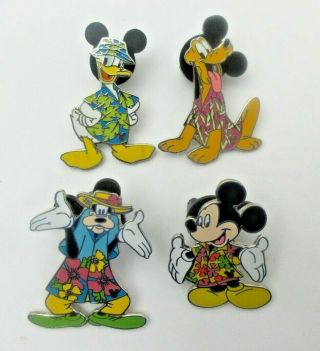 Aloha Shirts Disney 2006 Authentic Trading Complete Pin Set Goofy Donald Mickey