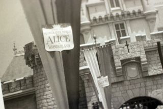 Disneyland 1958 Vintage Photo Alice In Wonderland Sign Sleeping Beauty Castle