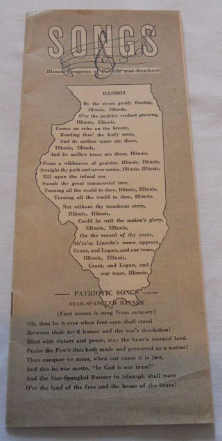Illinois Chicago 2,  Ill.  Il Congress Of Parents & Teachers Vintage Songs Booklet