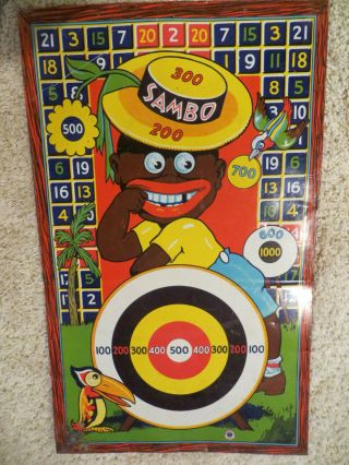 C1940 Black Sambo Tin Litho Dart Board - Black Americana