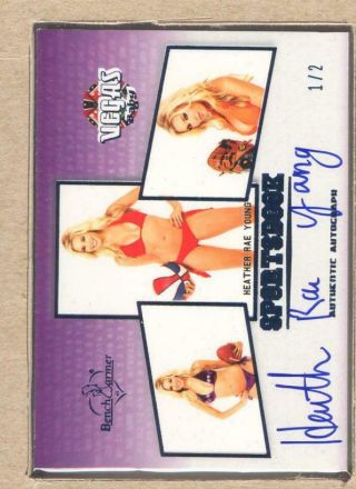 Heather Rae Young 2 2014 Bench Warmer Vegas Baby Sportsbook Auto Blue Foil 1/2