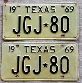 1969 Set Of Texas License Plates Pair [was Dmv Clear June 19 2019]