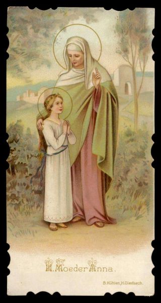 St Anne & Virgin Mary Old Holy Card