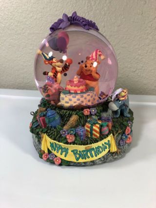 Disney Winnie The Pooh Happy Birthday Snow Globe Rare