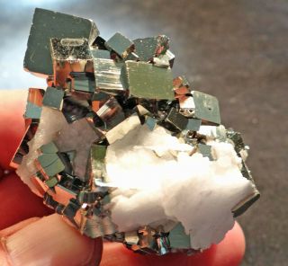 Pyrite Crystal Cluster With Fluorescent Calcite
