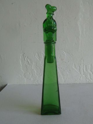 Vtg Walt Disney Goofy Figural Green Perfume Bottle Glass Signed Disney Rare