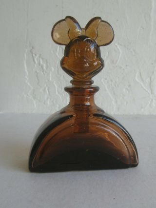 Vtg Walt Disney Minnie Mouse Figural Perfume Bottle Glass Signed Disney Rare