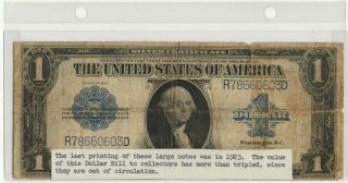 Large Size 1 Dollar 1923 Silver Certificate Last Printing Newton Wilson Twa